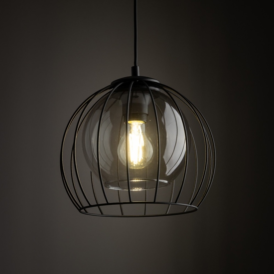 Lampadario per cucina a sfera nero 26 cm diffusore a gabbia